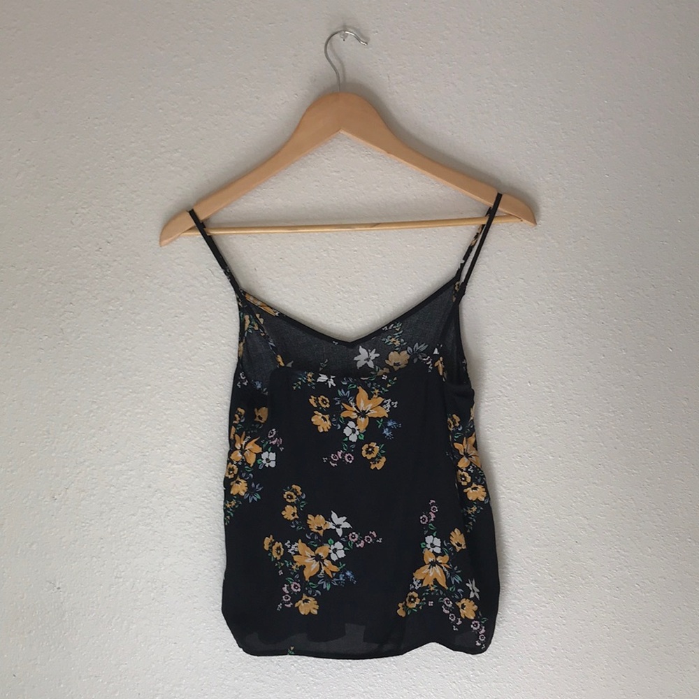 Black and Yellow Floral Women's Tank Top - S (size 2) - Picture 4 of 10